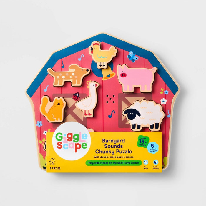Barnyard Sounds Chunky Puzzle Set - 9pc - Gigglescape
