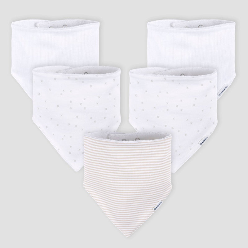 Gerber Baby 5pk Bandana Bib - White