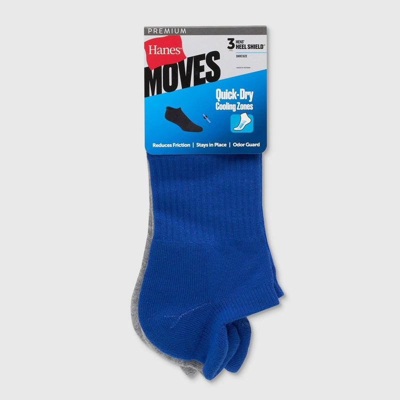 Hanes Moves Premium Men's Breathable Mesh Socks 3pk - Blue 6-12