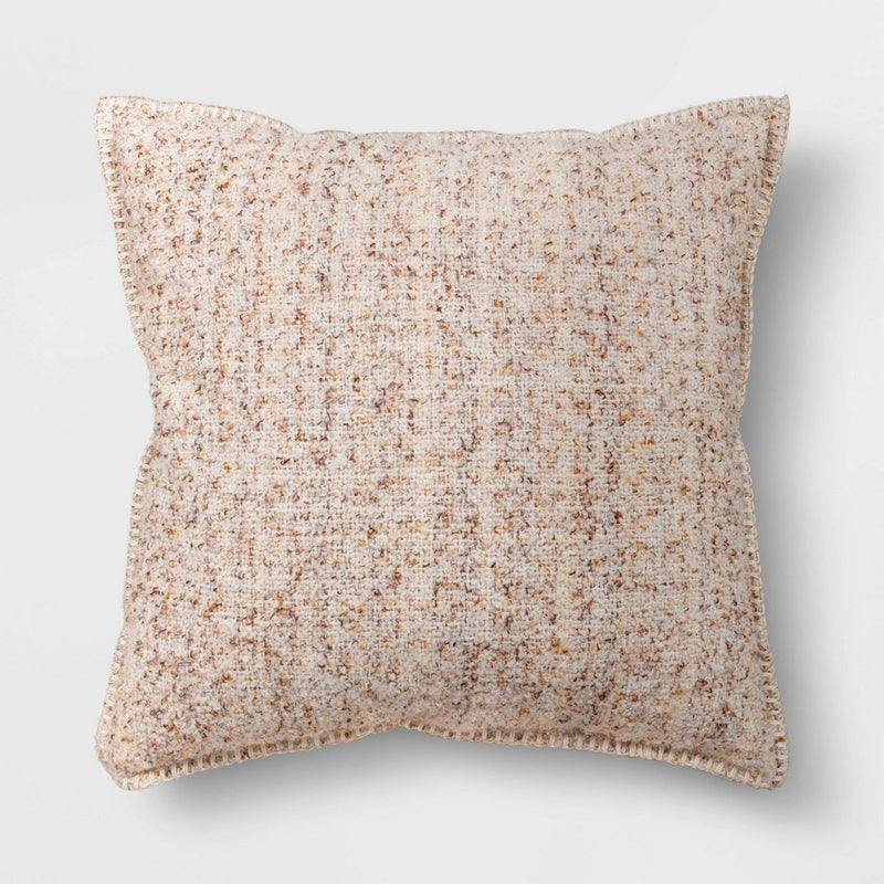Marled Boucle Square Throw Pillow Neutral - Threshold