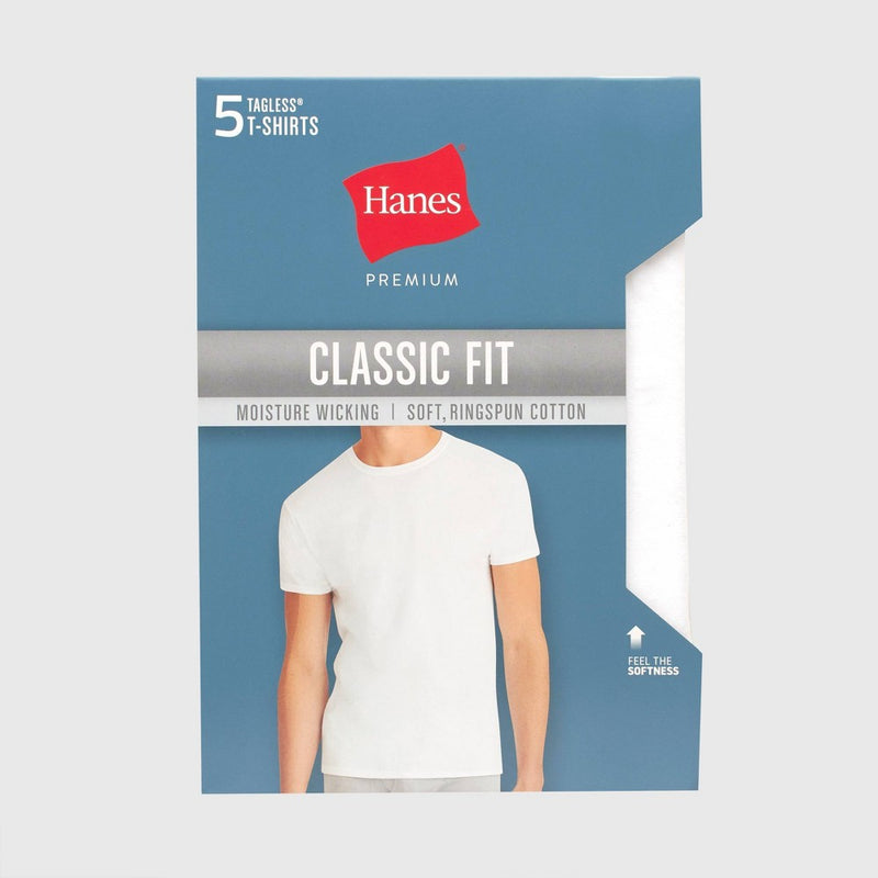 Hanes Premium Men's Short Sleeve Crewneck T-Shirt 5pk - White S