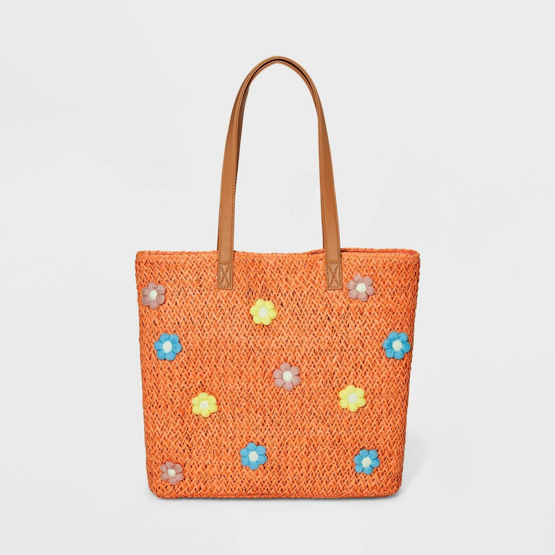 Girls' Flower Straw Tote Bag - Cat & Jack