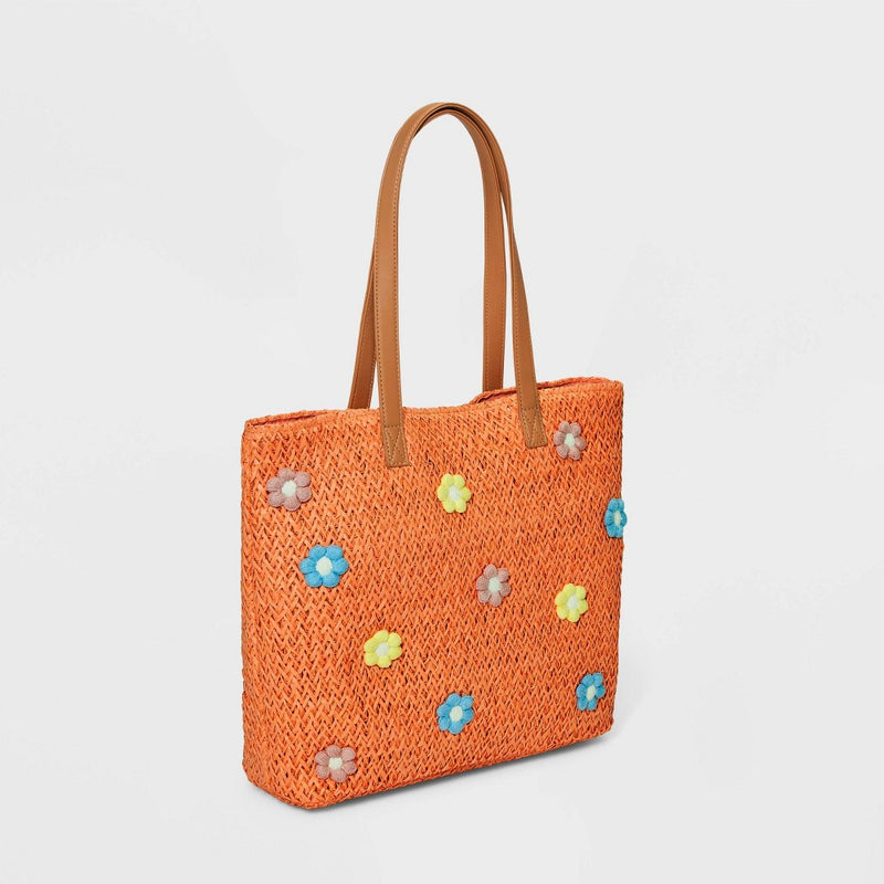 Girls' Flower Straw Tote Bag - Cat & Jack