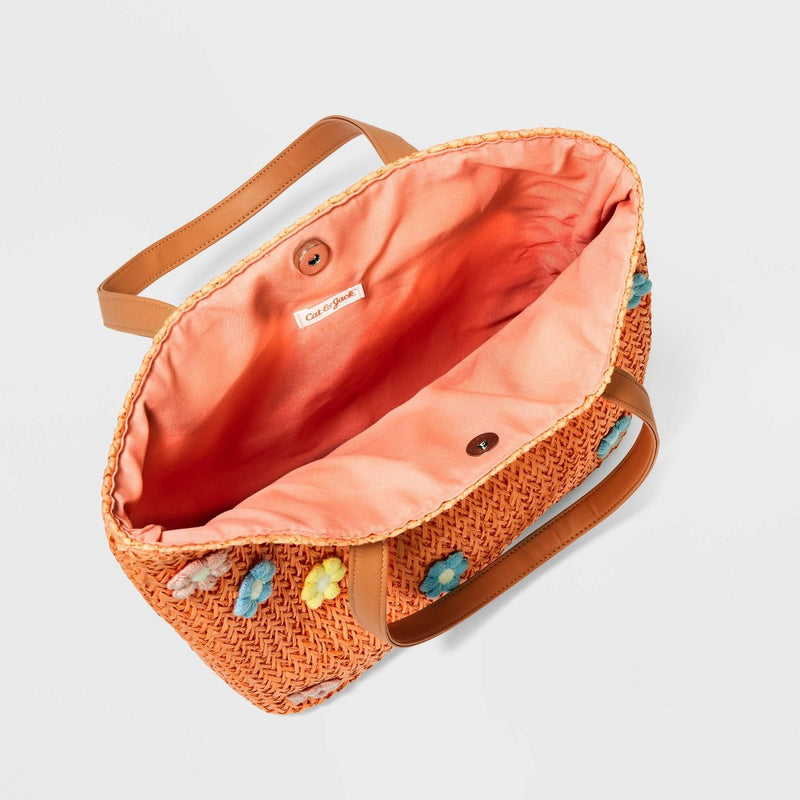 Girls' Flower Straw Tote Bag - Cat & Jack