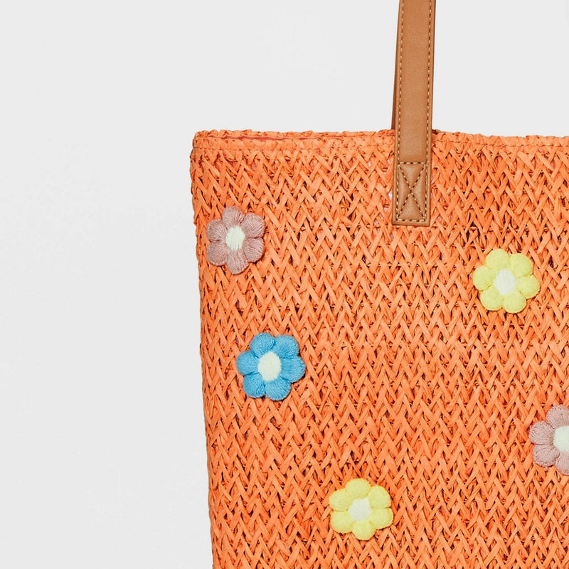 Girls' Flower Straw Tote Bag - Cat & Jack