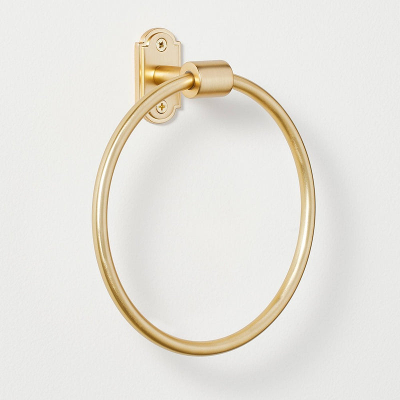 Classic Metal Towel Ring Brass Finish - Hearth & Hand with Magnolia: Zinc & Aluminum Bathroom Holder