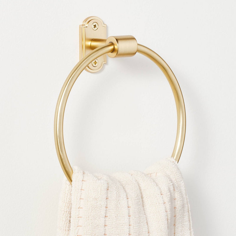 Classic Metal Towel Ring Brass Finish - Hearth & Hand with Magnolia: Zinc & Aluminum Bathroom Holder