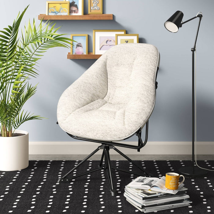 Padded Hex Swivel Chair Cream - Room Essentials: Upholstered College Dorm Essential, No Assembly Required