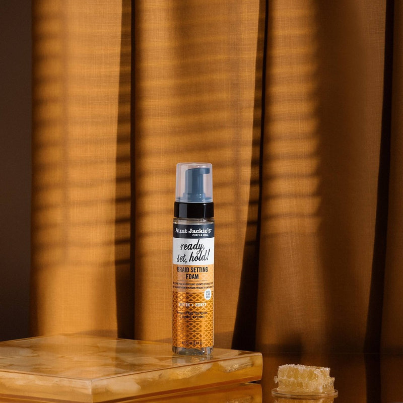 Aunt Jackie's Curls & Coils Biotin + Honey Ready, Set, Hold Braid Setting Foam with Extra Firm Hold - 8.5 fl oz
