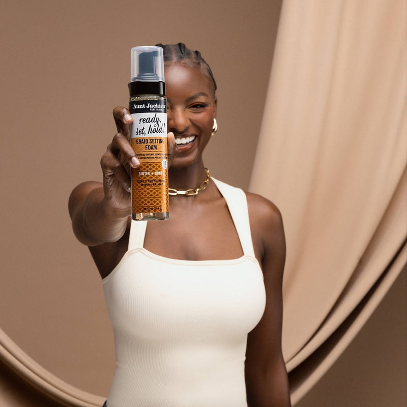 Aunt Jackie's Curls & Coils Biotin + Honey Ready, Set, Hold Braid Setting Foam with Extra Firm Hold - 8.5 fl oz