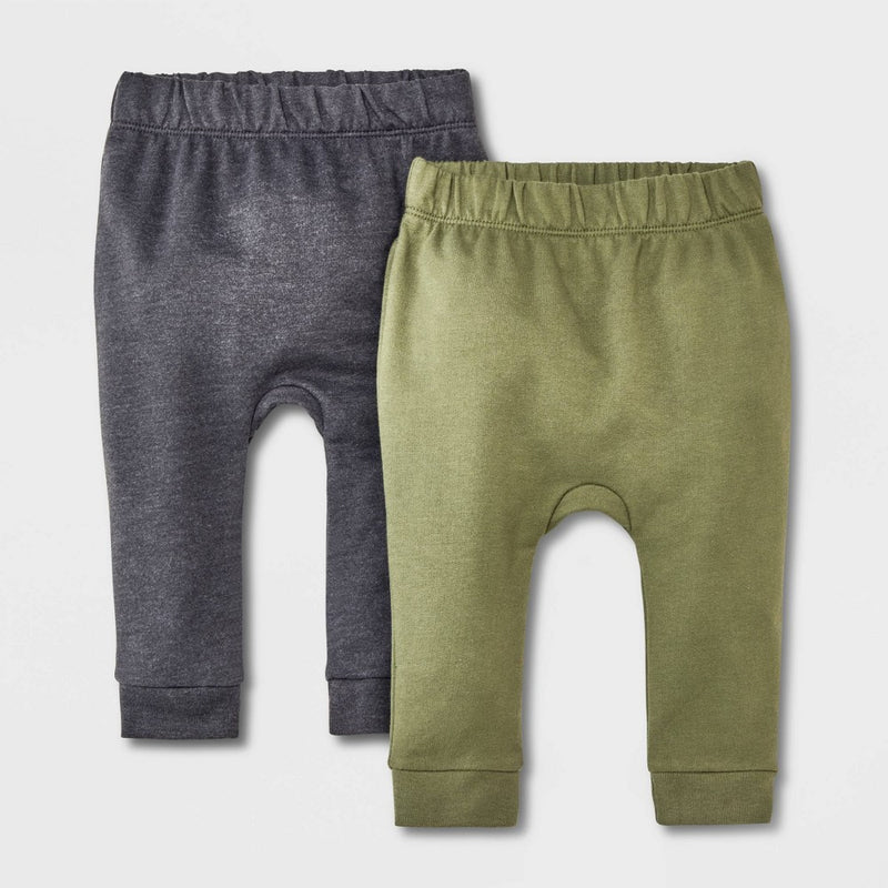 Baby 2pk Solid Jogger Pants - Cat & Jack Gray/Green 12M