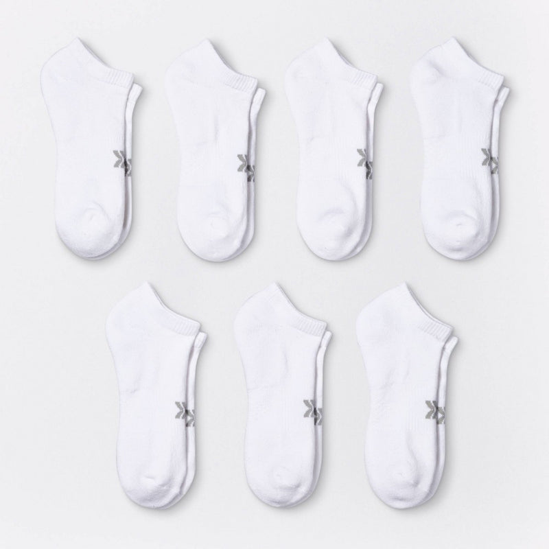 Women's Cushioned 6+1 Bonus Pack No Show Athletic Socks - All In Motion White 4-10