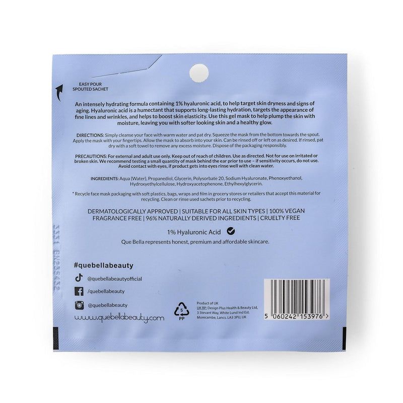 Que Bella 1% Hyaluronic Acid Gel Face Mask - 0.4oz