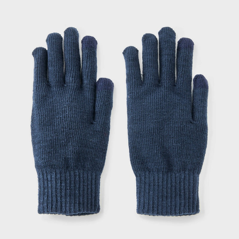 Men's Knit Tech Touch Gloves - Goodfellow & Co Navy Blue One Size Fits Most