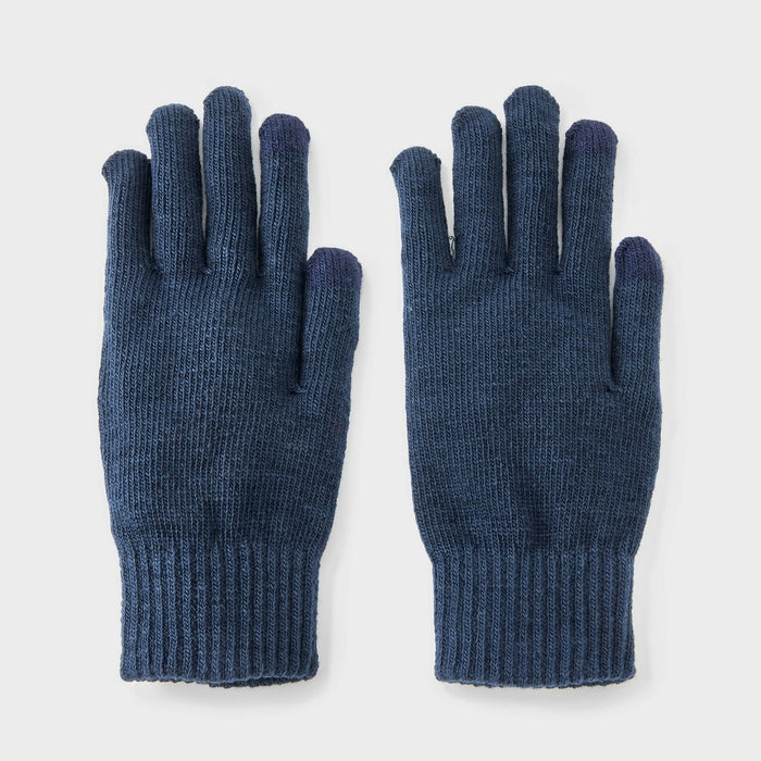 Men's Knit Tech Touch Gloves - Goodfellow & Co Navy Blue One Size Fits Most