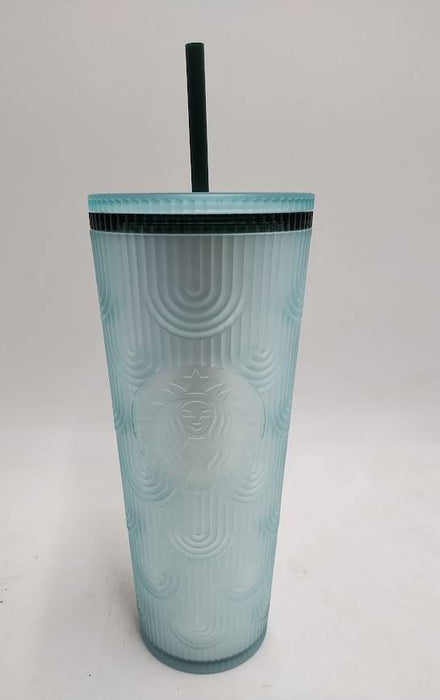 NEW Starbucks Coffee Spring 2024 Soft Touch Green Scales Tumbler Cup Drink 24oz
