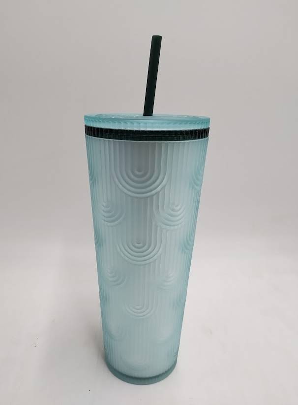 NEW Starbucks Coffee Spring 2024 Soft Touch Green Scales Tumbler Cup Drink 24oz
