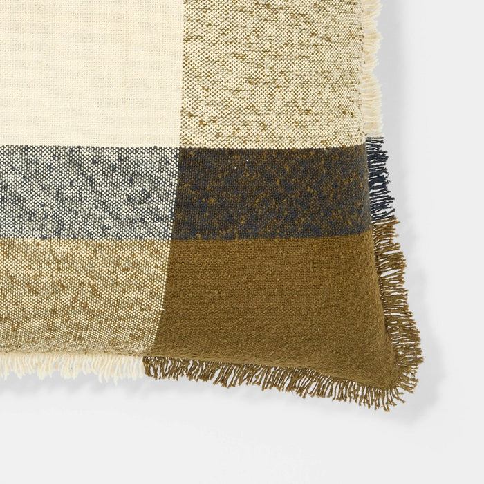 Oversized Woven Plaid Square Throw Pillow Brown/Cream/Red - Threshold designed with Studio McGee