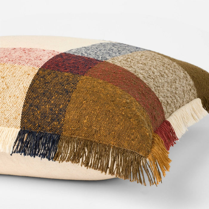 Oversized Woven Plaid Square Throw Pillow Brown/Cream/Red - Threshold designed with Studio McGee