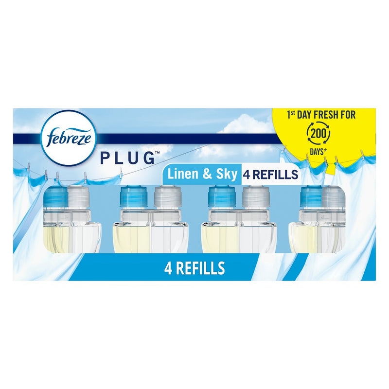 3 PACK MISSING 1Febreze Plug Quadruple Air Freshener Refills Linen & Sky - 3.48 fl oz/4pk