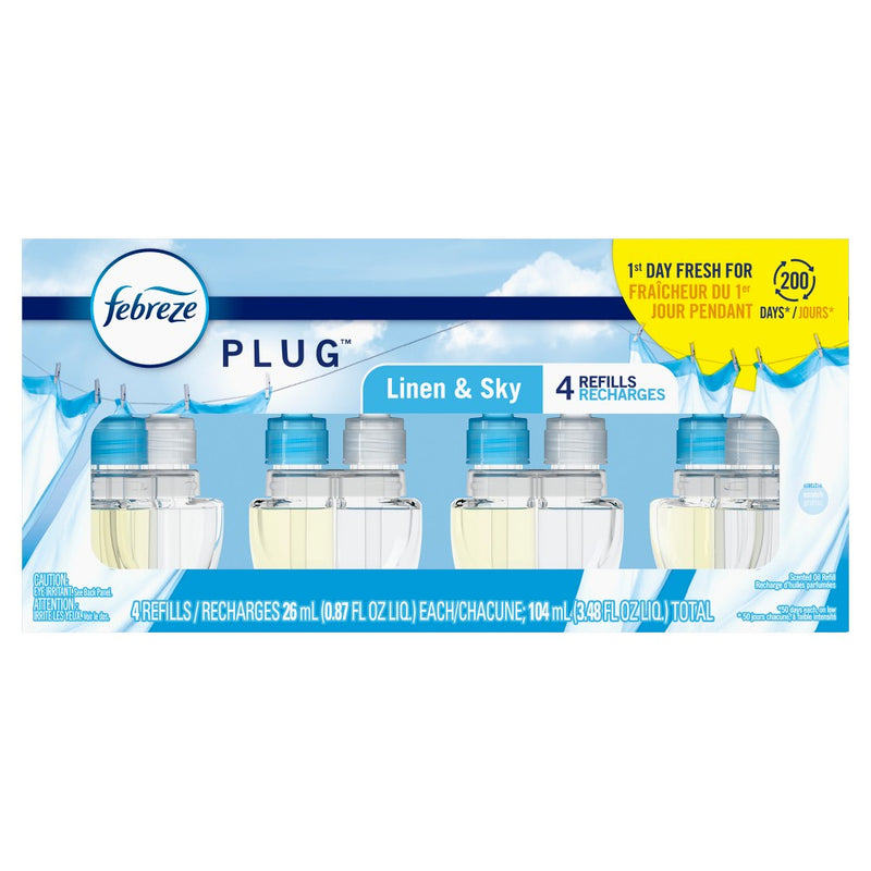 3 PACK MISSING 1Febreze Plug Quadruple Air Freshener Refills Linen & Sky - 3.48 fl oz/4pk