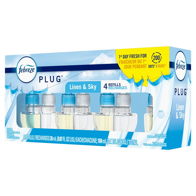 3 PACK MISSING 1Febreze Plug Quadruple Air Freshener Refills Linen & Sky - 3.48 fl oz/4pk