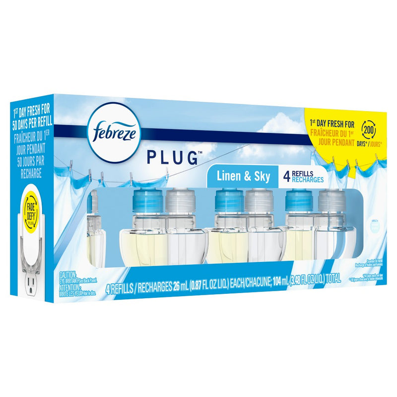 3 PACK MISSING 1Febreze Plug Quadruple Air Freshener Refills Linen & Sky - 3.48 fl oz/4pk