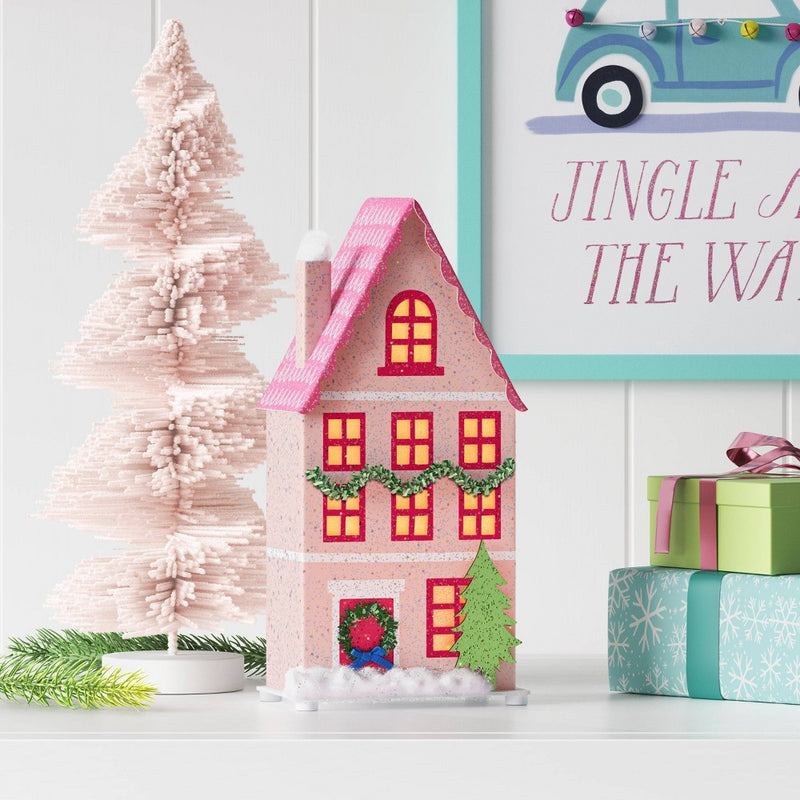 12" Spiral Bottle Brush Tree Christmas Figurine - Wondershop Pink