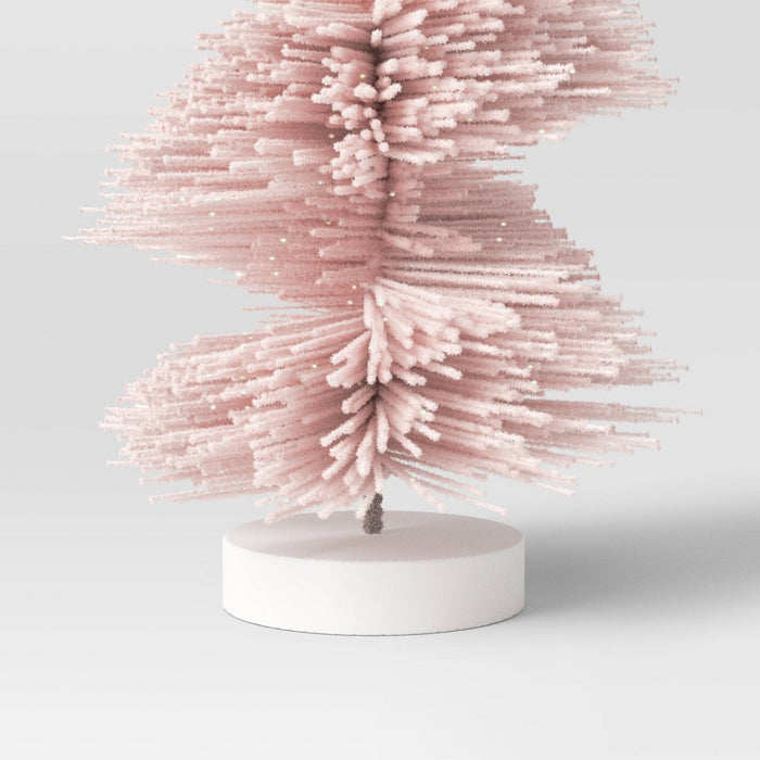 12" Spiral Bottle Brush Tree Christmas Figurine - Wondershop Pink