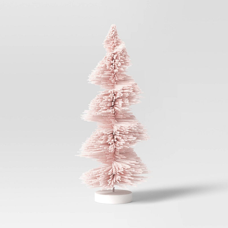 12" Spiral Bottle Brush Tree Christmas Figurine - Wondershop Pink