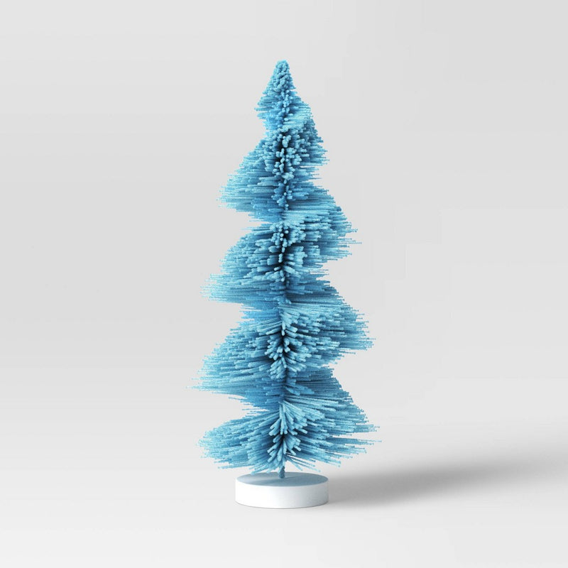 12" Spiral Bottle Brush Tree Christmas Figurine - Wondershop Blue