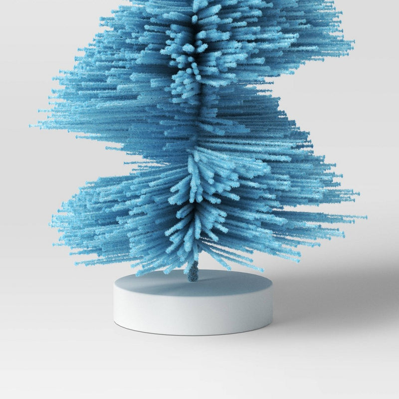 12" Spiral Bottle Brush Tree Christmas Figurine - Wondershop Blue