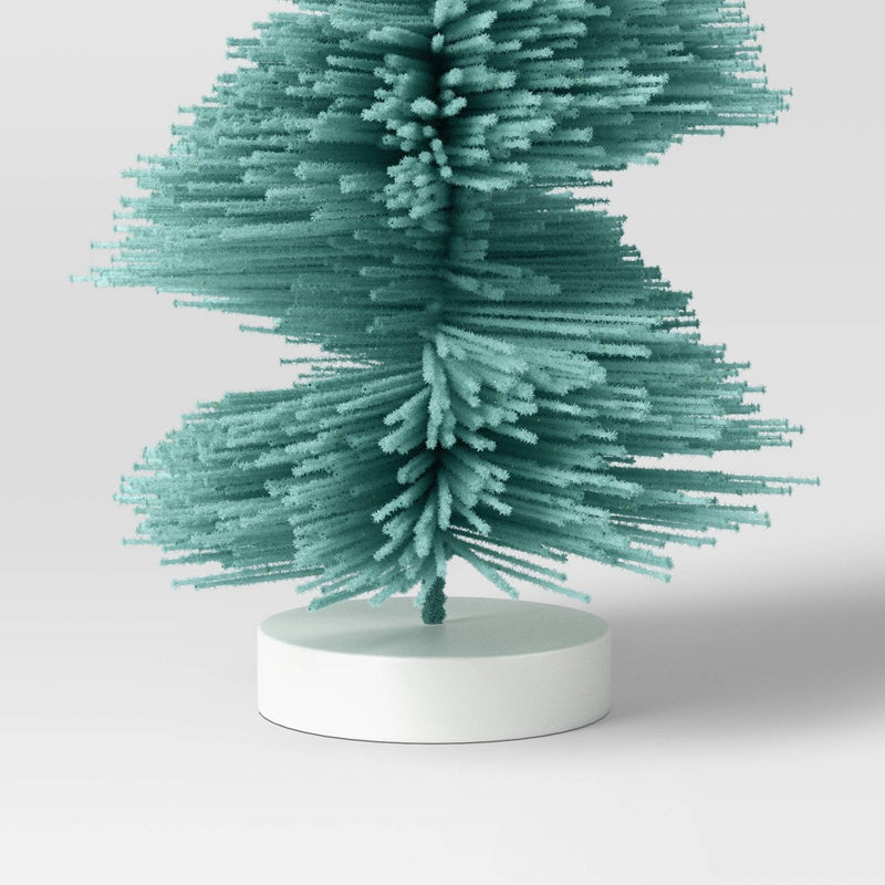 12" Spiral Bottle Brush Tree Christmas Figurine - Wondershop Teal