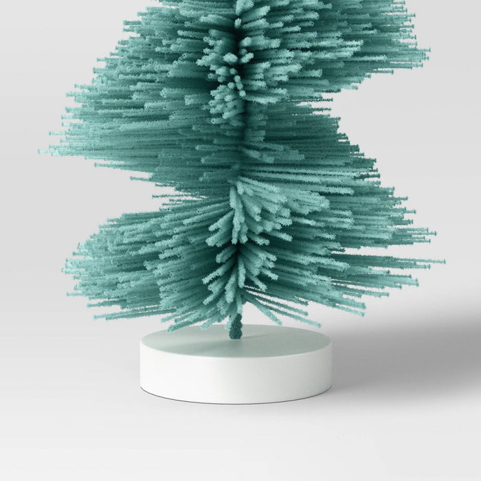 12" Spiral Bottle Brush Tree Christmas Figurine - Wondershop Teal