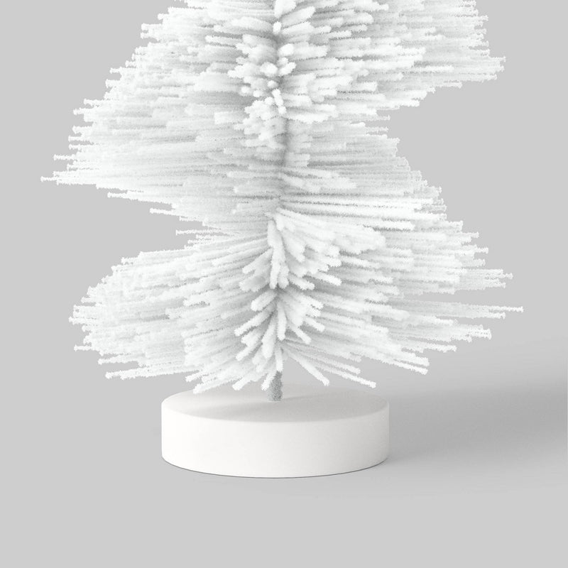 12" Spiral Bottle Brush Tree Christmas Figurine - Wondershop White