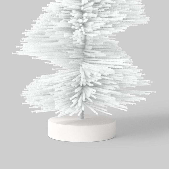 12" Spiral Bottle Brush Tree Christmas Figurine - Wondershop White