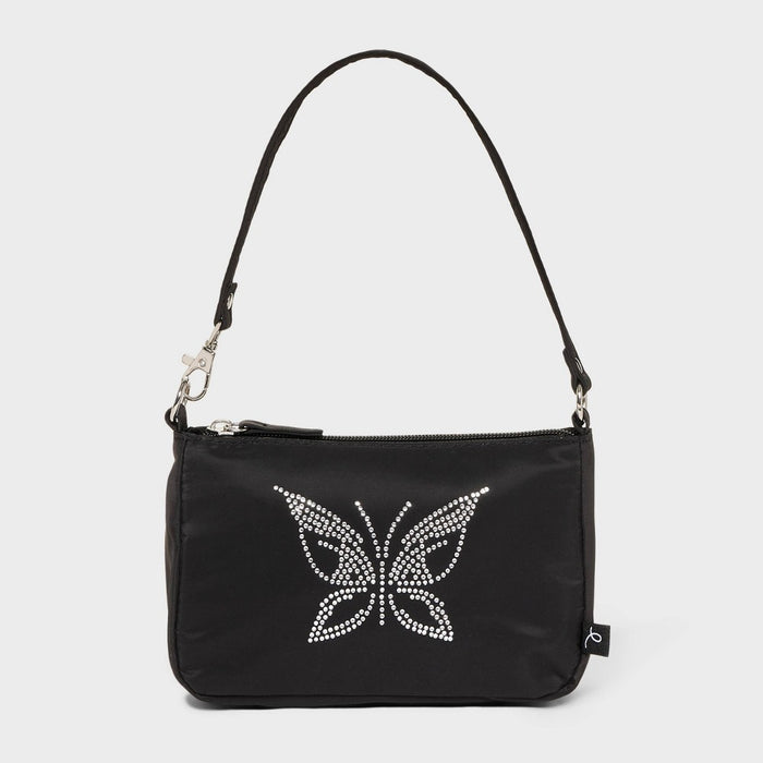 Girls' Rhinestone Butterfly Convertible Shoulder Bag - art class Black