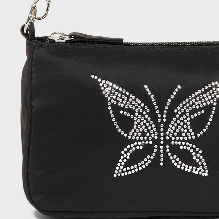 Girls' Rhinestone Butterfly Convertible Shoulder Bag - art class Black