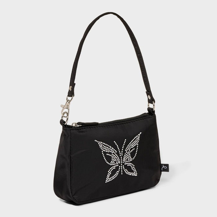 Girls' Rhinestone Butterfly Convertible Shoulder Bag - art class Black