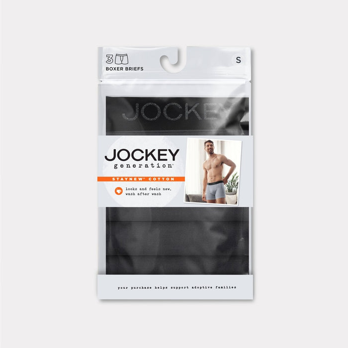 Jockey Generation Men's Stay New Cotton Boxer Briefs 3pk - Black M
