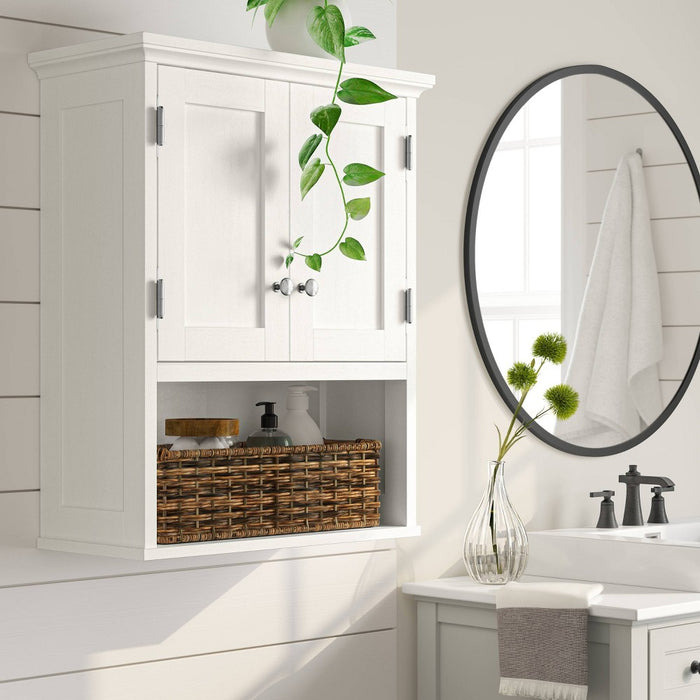 Wood Wall Cabinet White - Threshold: MDF Floating Shelf, Over Toilet Storage, 2 Shelves (LOCAL PICKUP ONLY)