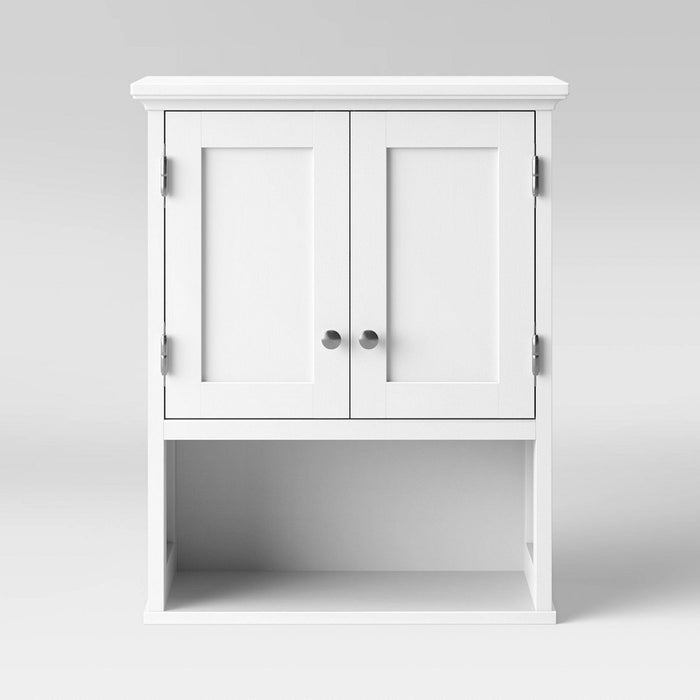 Wood Wall Cabinet White - Threshold: MDF Floating Shelf, Over Toilet Storage, 2 Shelves (LOCAL PICKUP ONLY)