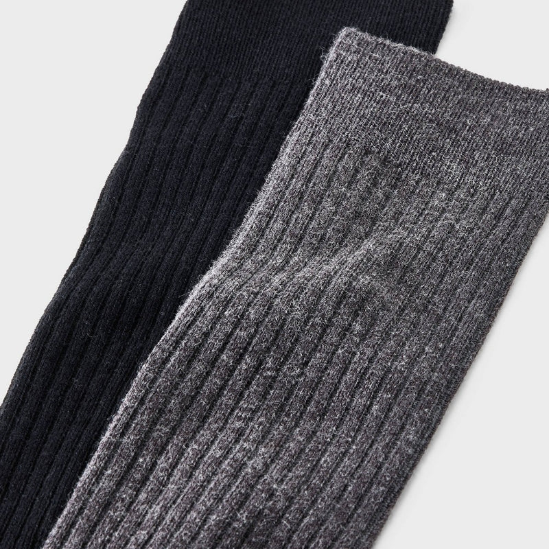 Women's Ultra Soft Everyday Rib-Knit 2pk Knee High Socks - Auden Black/Charcoal Heather 4-10