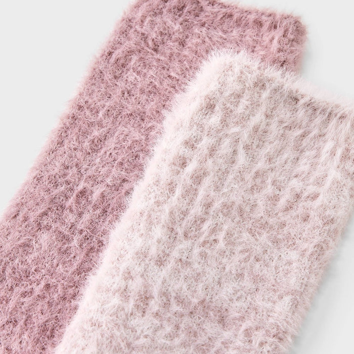 Women's 2pk Feather Cozy Crew Socks - Auden Rose/ Pink 4-10