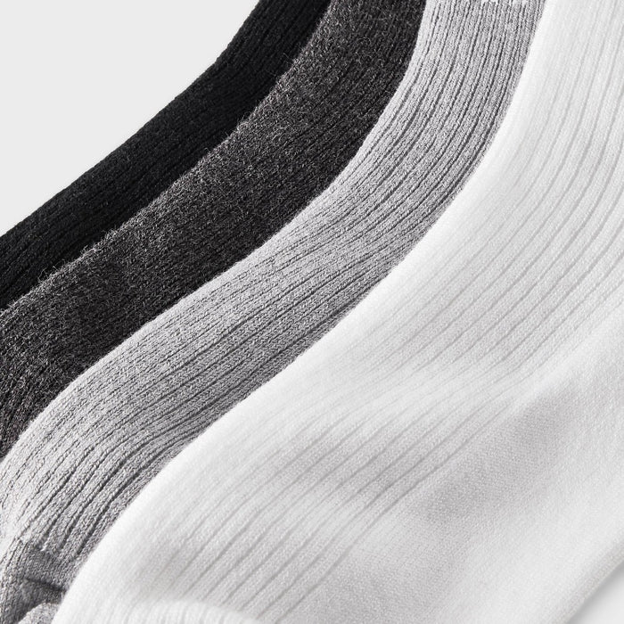 Women's Ultra Soft Everyday Rib-Knit 4pk Ankle Socks - Auden White/Heather Gray/Black 4-10