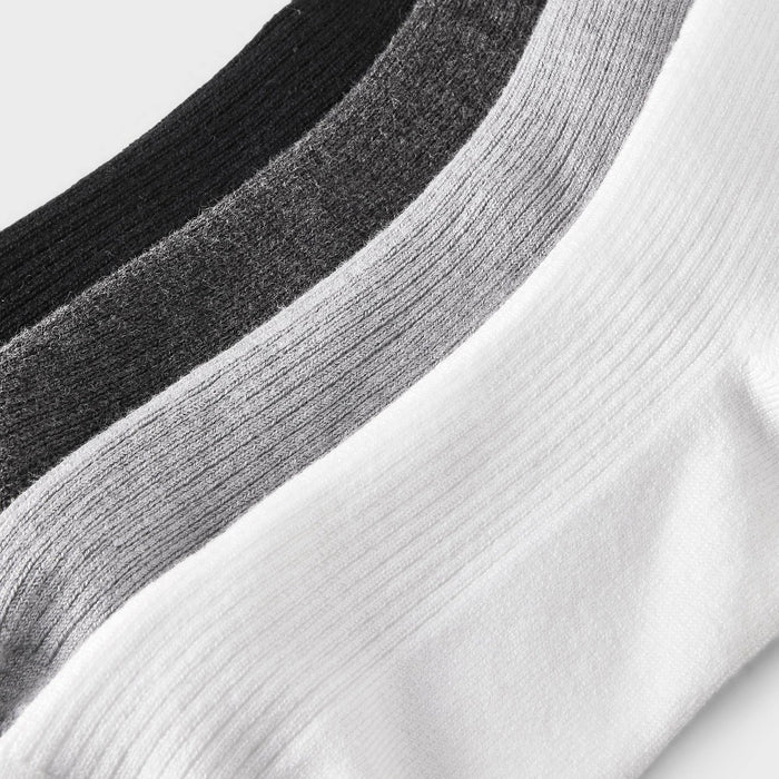 Women's Ultra Soft Everyday Rib-Knit 4pk Crew Socks - Auden Heather Gray/White/Black 4-10