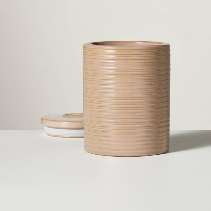 55oz Ribbed Stoneware Canister Blush - Hearth & Hand with Magnolia