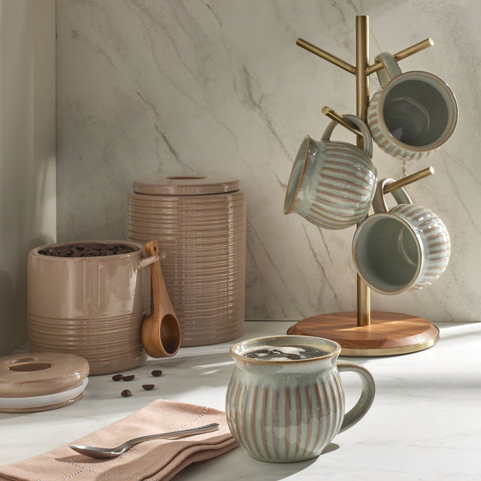 55oz Ribbed Stoneware Canister Blush - Hearth & Hand with Magnolia