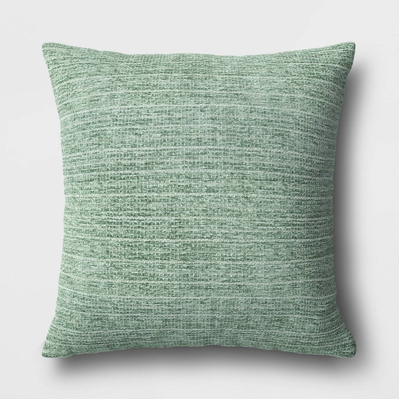 Checkerboard Woven Cotton Square Throw Pillow Green - Room Essentials: Indoor Jacquard Design, Viscose Blend, Polyester Fill
