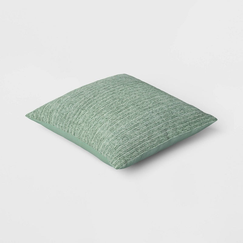 Checkerboard Woven Cotton Square Throw Pillow Green - Room Essentials: Indoor Jacquard Design, Viscose Blend, Polyester Fill